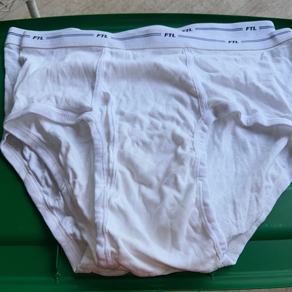 Nos Vintage Oldstock Ftl Fruit Loom Old White Cotton Briefs Xl 2 Pr